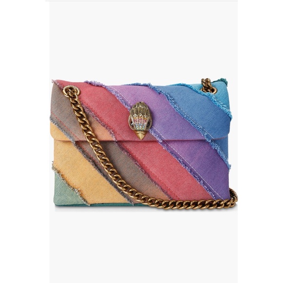 Kurt Geiger Rainbow Diagonal Stripe Chain Shoulder Bag - Picture 2 of 5